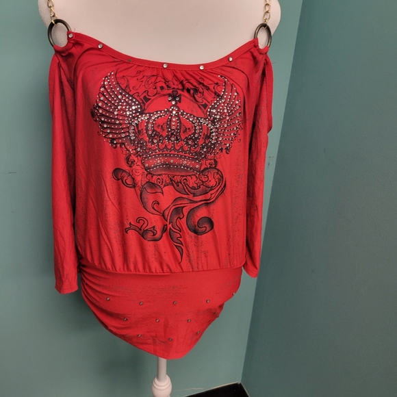 Dots (M) Cold Shoulder Top - Picture 2 of 5